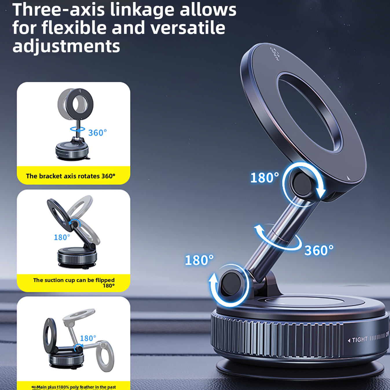 Universal Car Mobile Phone Holder with Magnetic Suction