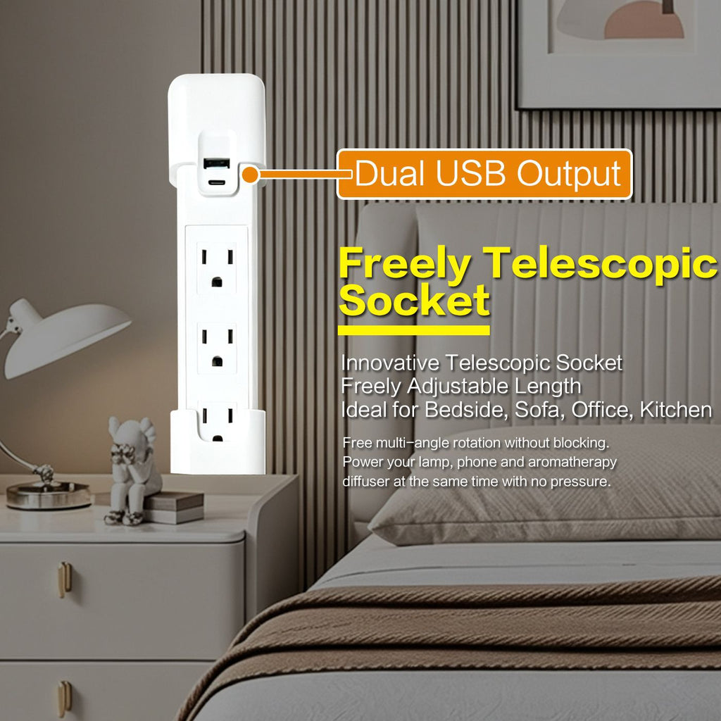 Global Best-Selling American Standard USB Retractable Extension Socket Converter Multi-Socket Wireless Rotating Power Strip